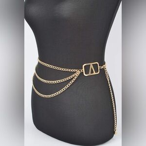 Plus Metallic Silver & Gold Metal Chain Adjustable Statement Belt
